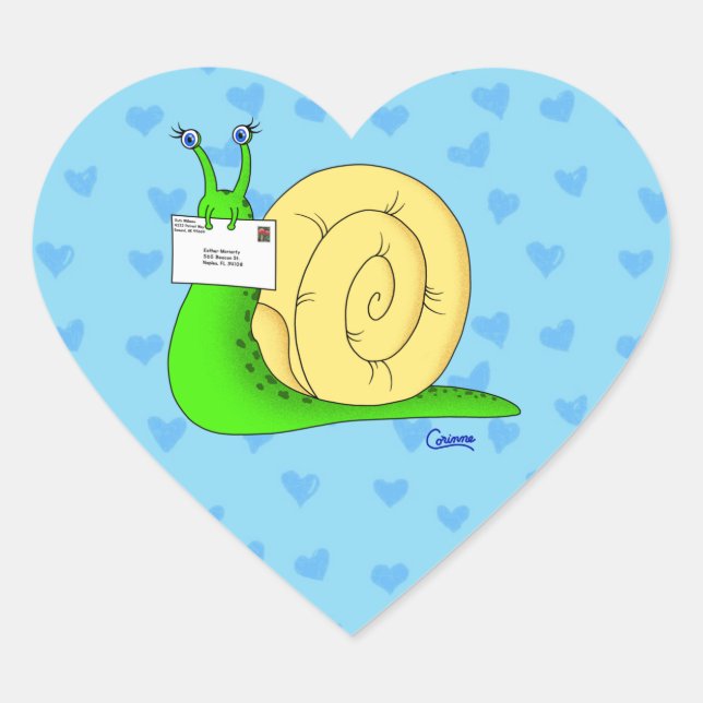Correo Snail Verde (Azul) - Pegatinas de sobres (Anverso)
