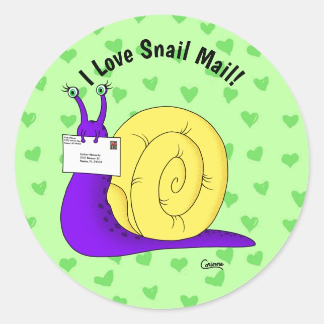 Correo Snail (verde) - Pegatinas de sobres (Anverso)
