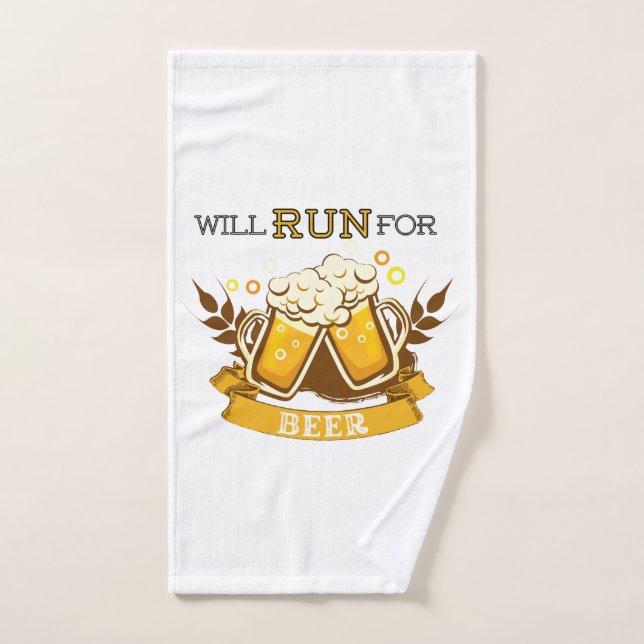 Correrá por cerveza, corriendo diseño (Toalla de mano)