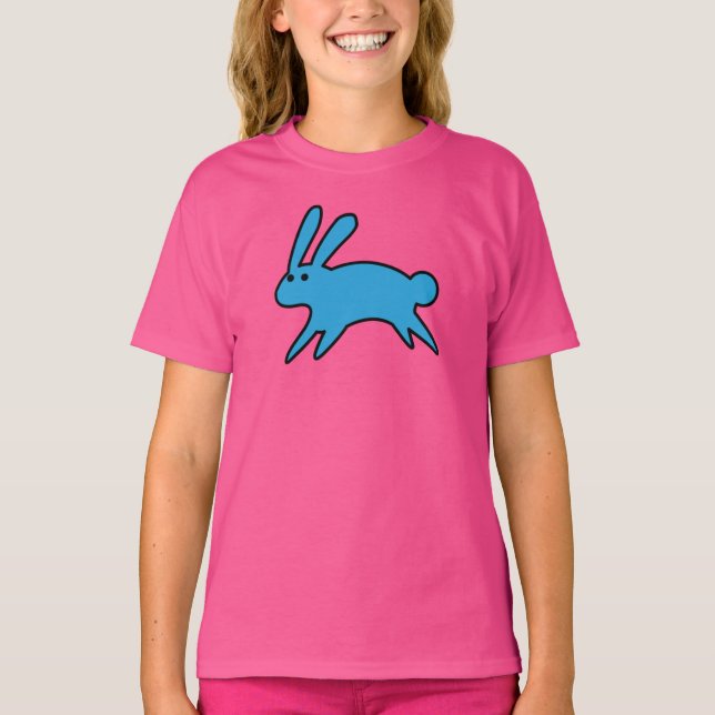 Corriendo camiseta de conejito azul (Anverso)