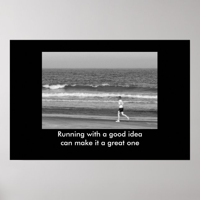 Corriendo con una buena idea impresión motivaciona (Frente)