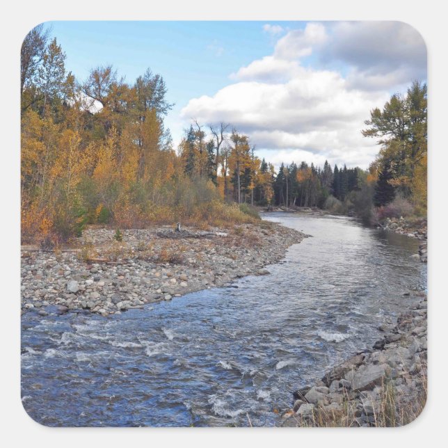 Corriente de montaña en pegatinas de huellas fores (Anverso)