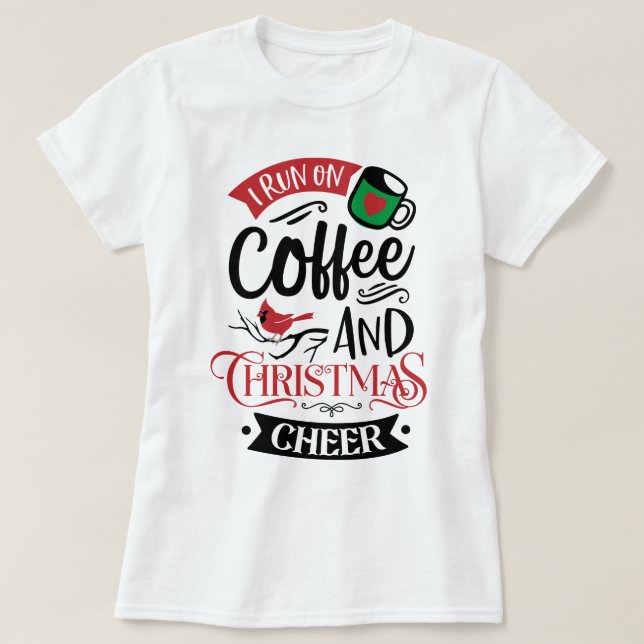Corro En Café Y Navidades Saludan A Las Camisetas (Diseño del anverso)