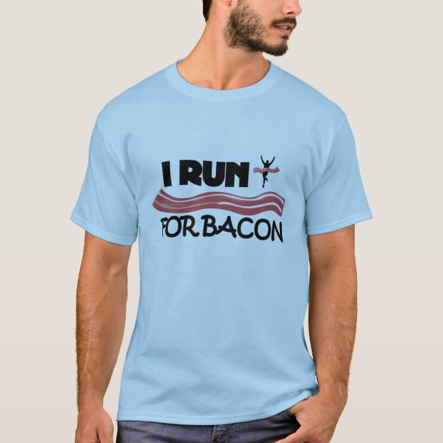 Corro por Bacon - Graciosa camiseta para hombres (Anverso)