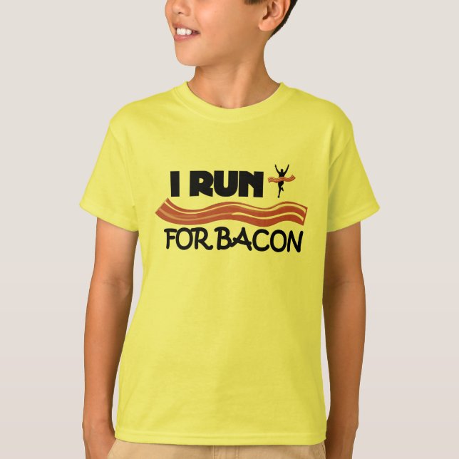 Corro por Bacon - Graciosa camiseta para niños (Anverso)