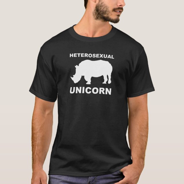 Corta divertida camiseta heterosexual de unicornio (Anverso)