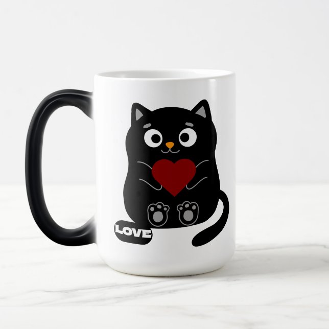 Corta jarra negra de gato con corazón rojo (Izquierda)