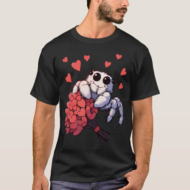Corta San Valentín saltando camiseta araña (Anverso)