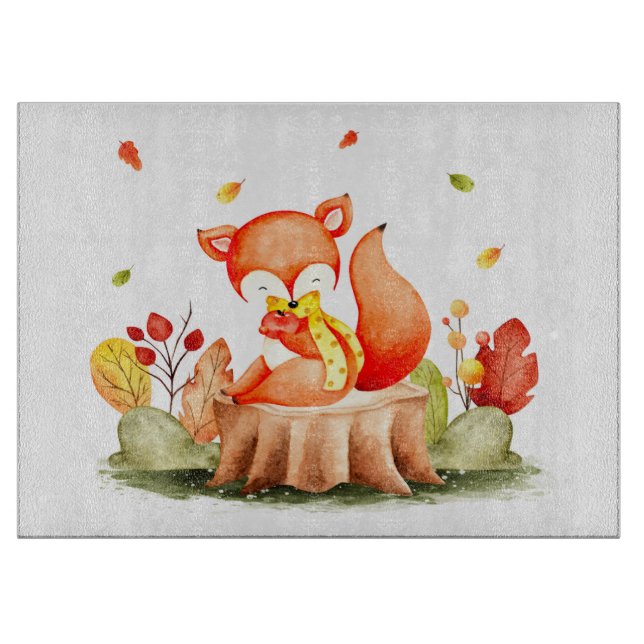 Corta tablas de otoño lindo zorro (Anverso)