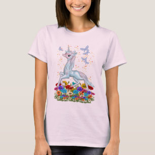 Corta unicornio y mariposas. camiseta
