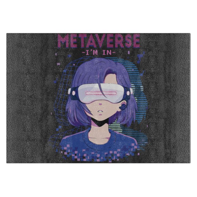 Cortar Chica de anime gafas de realidad virtual Tabla de  (Anverso)