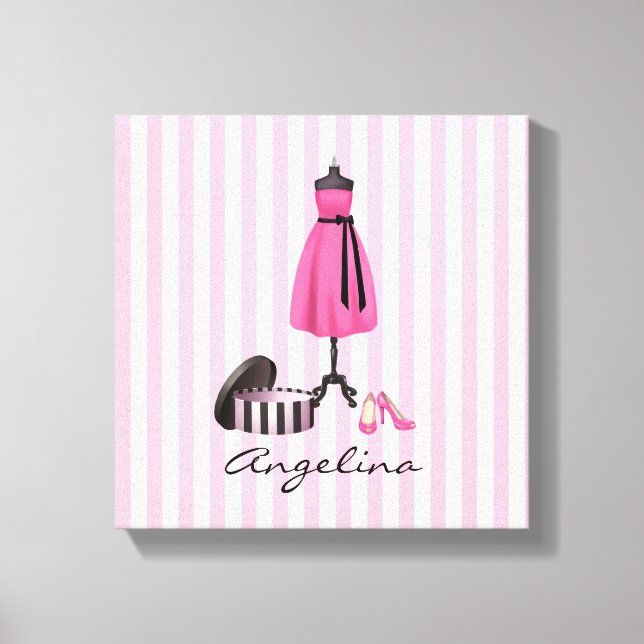 Cortar el vestido rosa con su nombre - lienzo (Anverso)