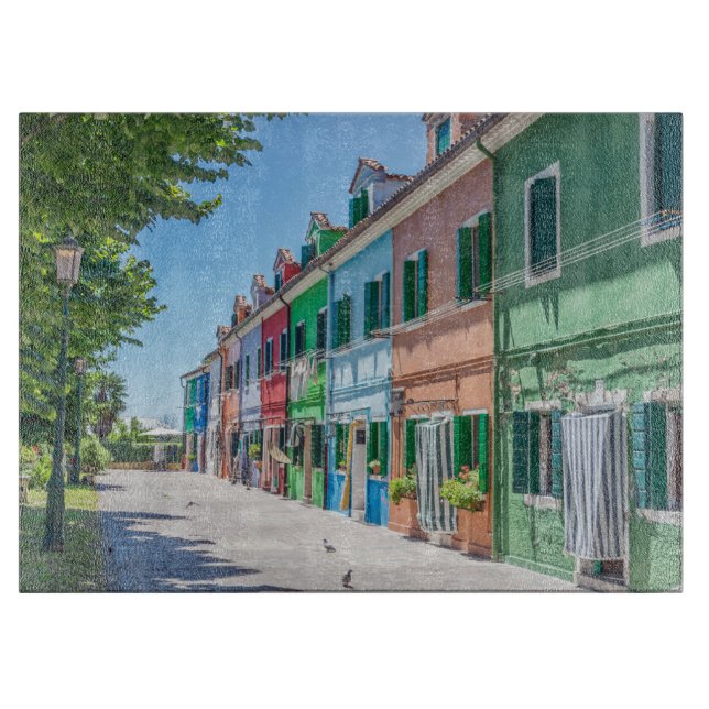 Cortar Las casas de Burano miran la tabla de corte de vid (Anverso)