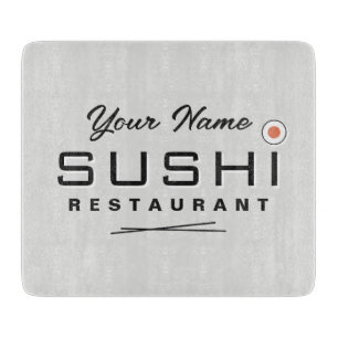 Cortar Logotipo de restaurante de sushi genial en tabla d