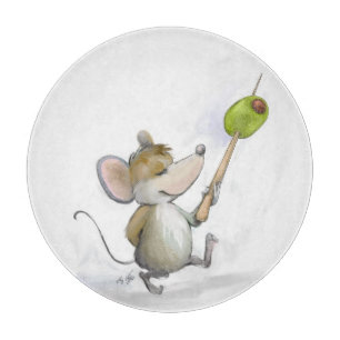 Cortar Merry Mouse Moe con tabla de corte de oliva