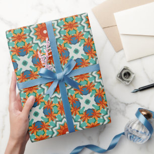 Cortar papel Kirigami en turquesa, azul y óxido
