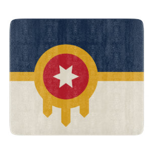 Cortar Pequeña tabla de corte de vidrio, bandera de Tulsa