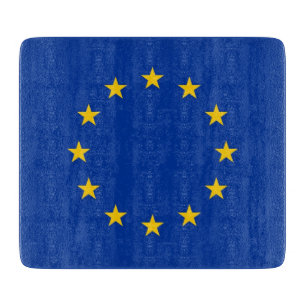 Cortar Pequeña tabla de corte de vidrio con bandera de Eu