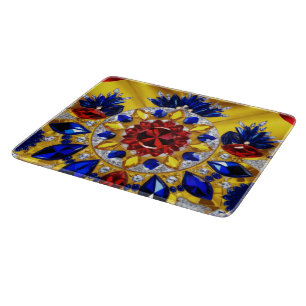 Cortar Pequeña tabla de corte de vidrio con colores ruman