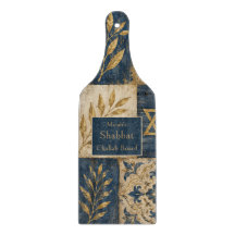 Tabla de Challah de Shabbat, Azul Dorado, Granja R