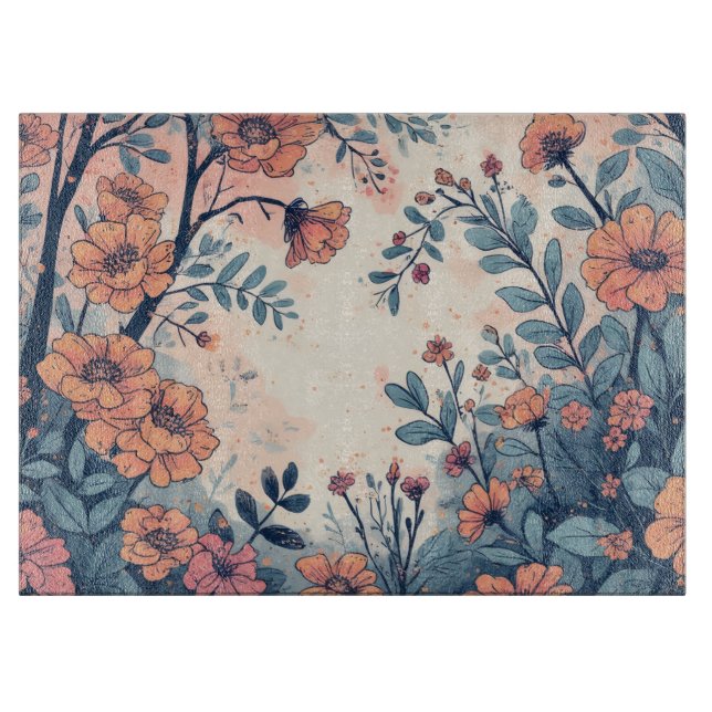 Cortar Tabla de corte con diseño de flor abstracta (Anverso)