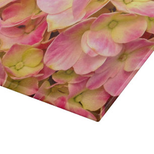 Cortar TABLA DE CORTE DE VIDRIO DE Hydrangeas-11x8 rosa