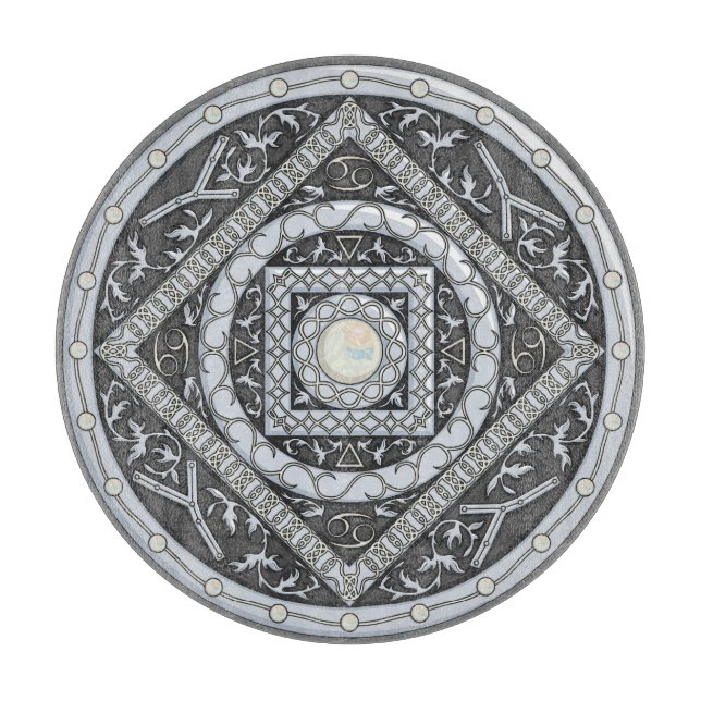 Cortar Tabla de corte de vidrio de Mandala para cáncer (Anverso)