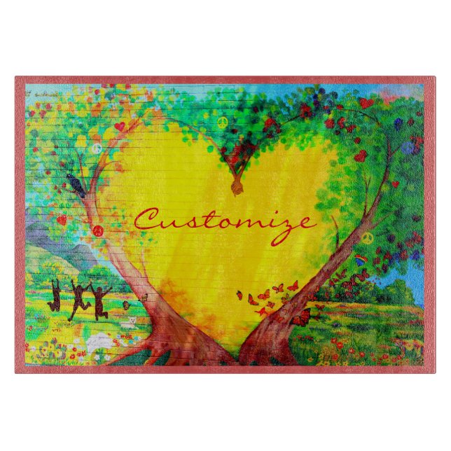 Cortar tabla de corte personalizada para el corazón dorad (Anverso)