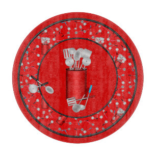 Cortar Utensilios de cocina, TABLA DE CORTE RONDA Rojo-12