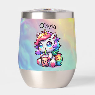 Corte Kawaii Unicorn con té de burbuja personaliza