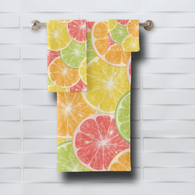 Cortes de cítricos (Citrus Slices Bath Towel Set, buy as a set or by the piece.)