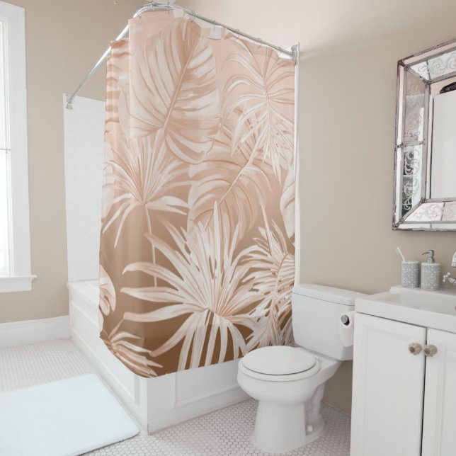 Cortina de baño tropical Mocha Boho (In situ)