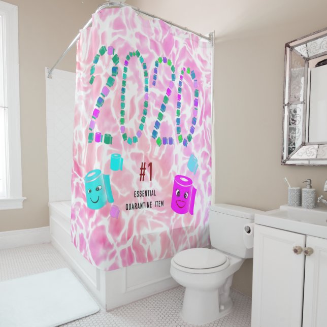 Cortina De Ducha #1 Elemento de cuarentena esencial en rosa (In situ)