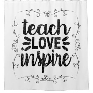 Cortina De Ducha 1- Enseñar amor inspira camiseta, profesor retro v