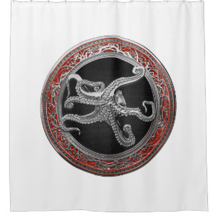 Cortina De Ducha [300] Pulpo de plata sagrada en postura defensiva