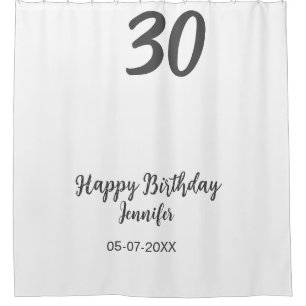 Cortina De Ducha 30.ª fecha de adición de cumpleaños año plantilla 