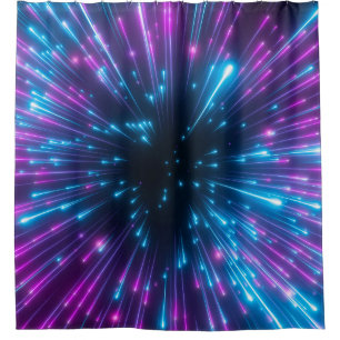 Cortina De Ducha 3 d, fuegos artificiales púrpura, gran explosión, 