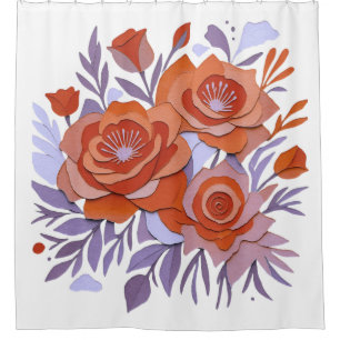 CORTINA DE DUCHA 3D BOHO Diseño Retro Púrpura Nara