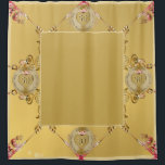 Cortina De Ducha 50/1° Aniversario del Boda Ochre de Oro<br><div class="desc">¿Buscando la cortina de ducha adecuada para el 50 o 1° aniversario del boda? Entonces quizás una hermosa imagen de color ocre dorado,  repetición ornamental y piedra gemela será sólo lo que les dé a ambos.</div>