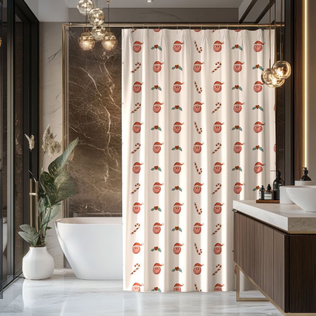 Cortina De Ducha 70s Christmas Curtain Pastel Vibe for Holidays (70s Christmas Curtain Pastel Vibe for Holidays)