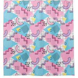 Cortina De Ducha 80's Memphis Active Pink Light Blue