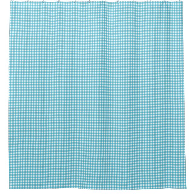 Cortina De Ducha A blue checkered shower curtain is shown (Anverso)