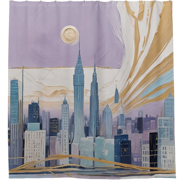 Cortina De Ducha A Lunar Cityscape (Anverso)