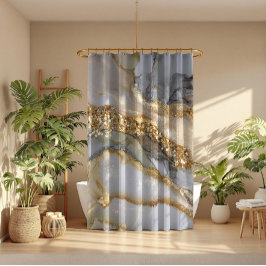 Cortina De Ducha A luxurious gold and white marble background