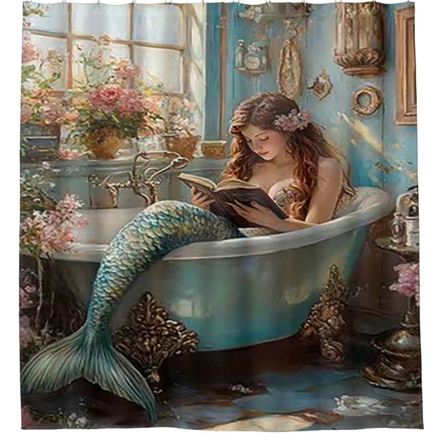 Cortina De Ducha A Mermaid in Her Aquatic Bath (Anverso)
