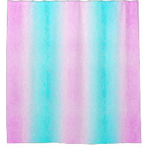 Cortina de ducha a rayas cian y rosa