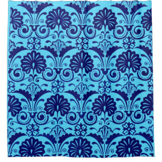 Cortina De Ducha abanicos de color azul claro y estampado de fronda