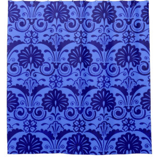 Cortina De Ducha abanicos de color azul oscuro y estampado de frond