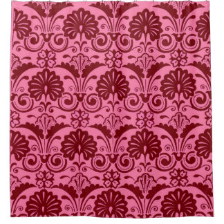 Cortina De Ducha abanicos rosados y estampado de frondas