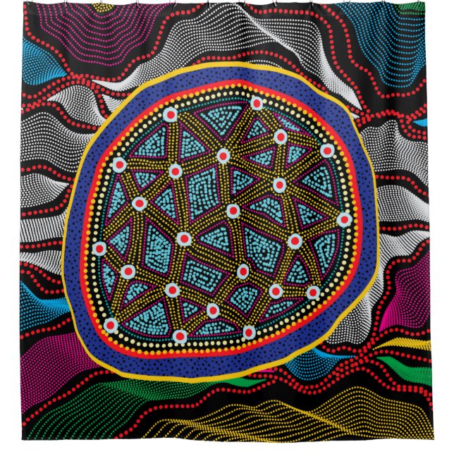 Cortina de ducha aborigen Design-15 (Anverso)